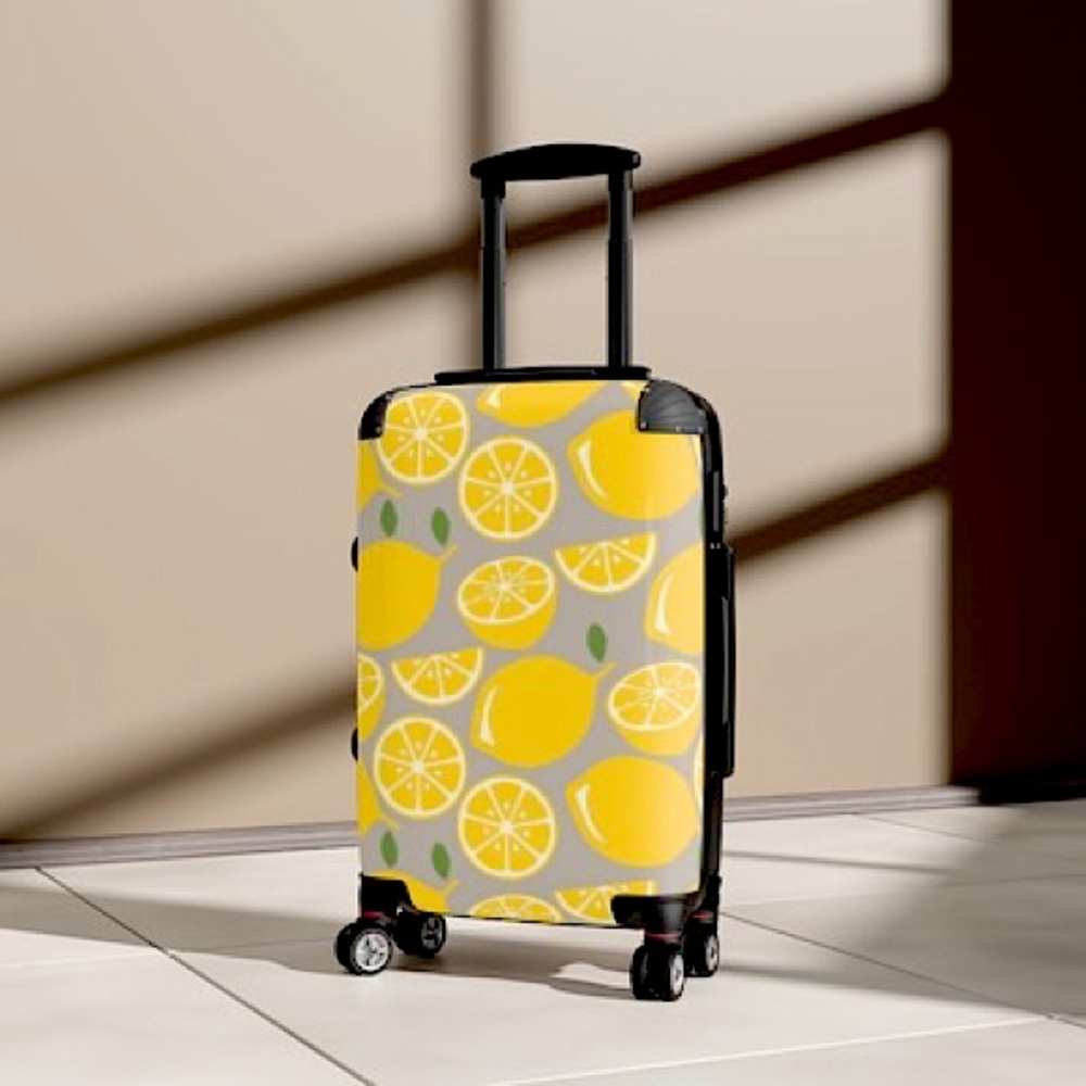 Yellow Lemon Gray Suitcase
